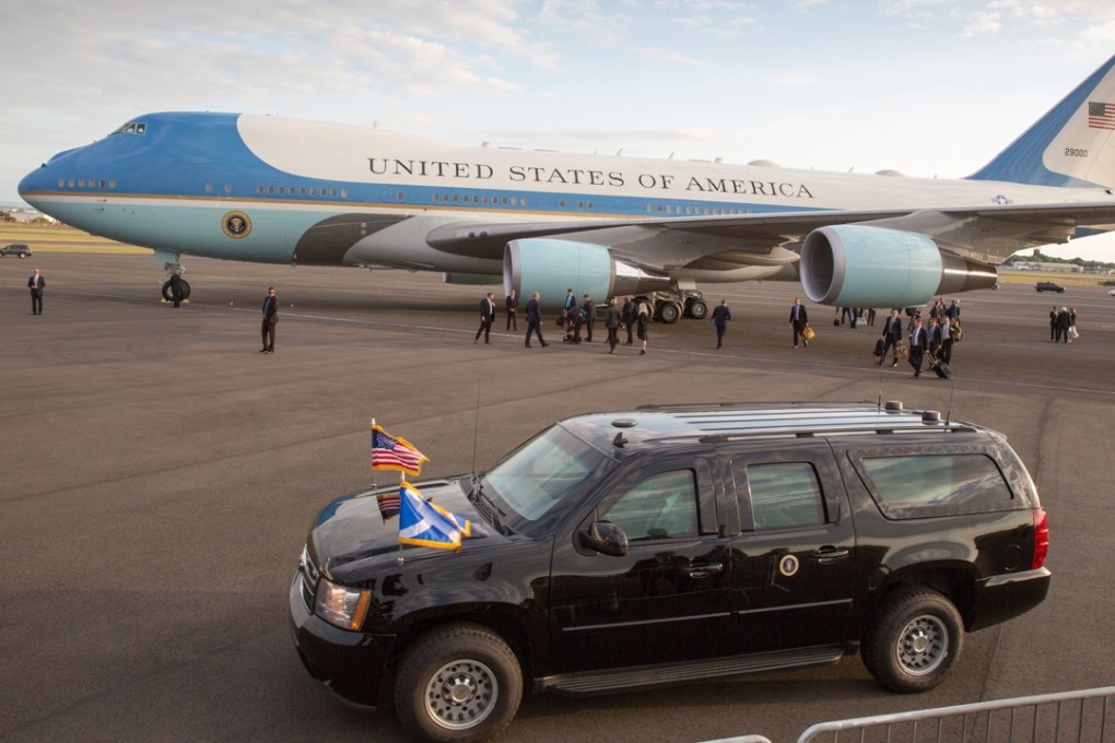 Air Force One carrying US President Donald J. Trump and First Lady Melania Trump arrives at Prestwick Airport in Scotland on July 13. Photo: EPA