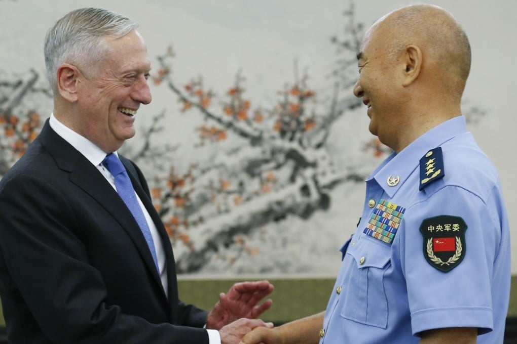 US defence secretary Jim Mattis meets Xu Qiliang, China’s vice-chairman of the Central Military Commission, in Beijing last month. Photo: AFP