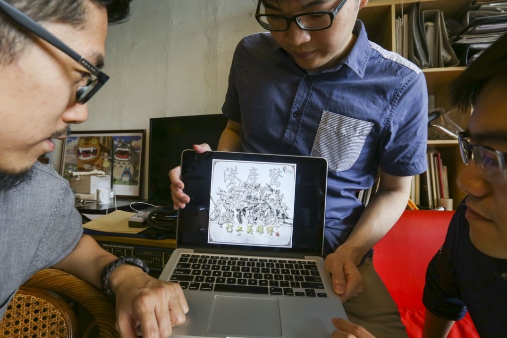 From left: programmer Wong Yue-fai, game designer Li Kwan and programmer Wong Chun-pang, in Fo Tan. Photo: Xiaomei Chen