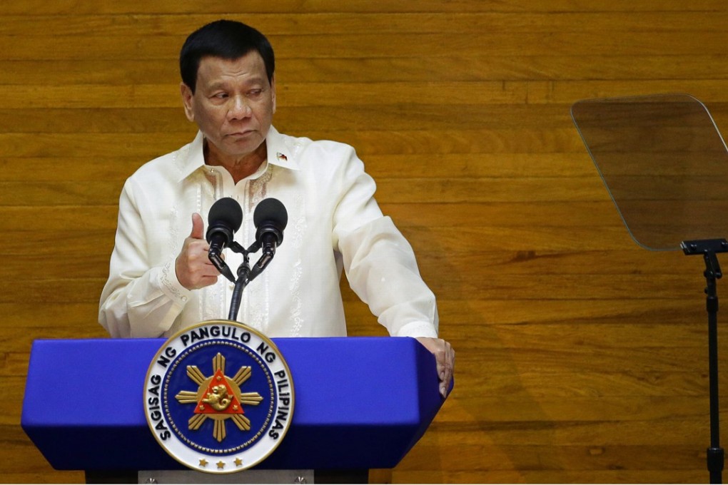 Philippine President Rodrigo Duterte delivers his state of the nation address at the House of Representatives in Quezon City, Metro Manila, Philippines on July 23, 2018. Photo: Reuters