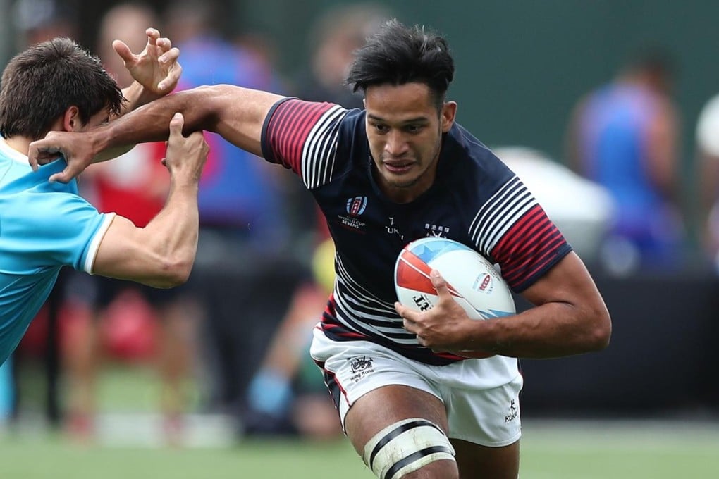 Hong Kong's Michael Coverdale carries against Uruguay. Photo: World Rugby