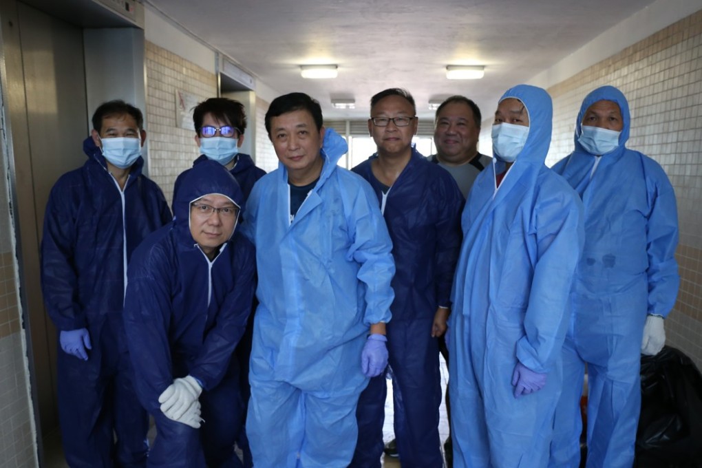 Members of the volunteer team tackling bedbug infestations, including leaders Joe Li and Poon Kwok-hin (centre). Photo: Rachel Cheung