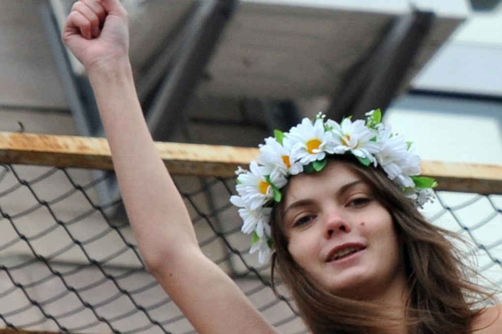 Femen member Oksana Shachko during a protest in Kiev. Photo: AFP