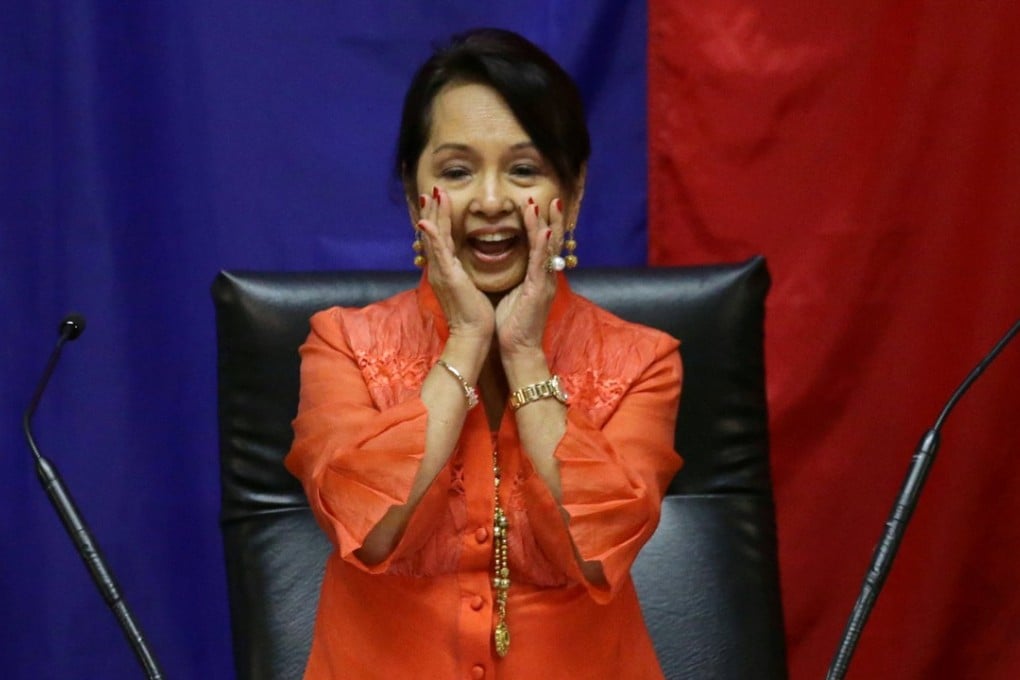 Former Philippine president and Congresswoman Gloria Arroyo gestures after she was elected speaker of the House of Representatives in Quezon City, Metro Manila, Philippines on July 23, 2018. Photo: Reuters