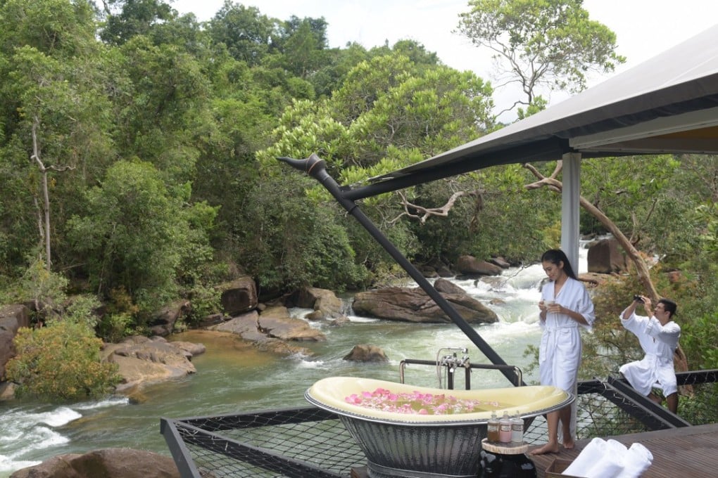 Taking a bath has never been so tempting as at the Shinta Mani Wild luxury camp in Cambodia’s Cardamom Mountains. Photo: Shinta Mani