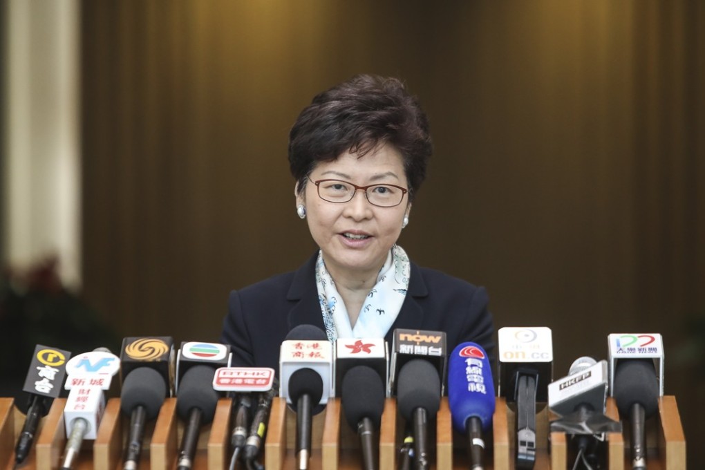 Hong Kong Chief Executive Carrie Lam meets the media before an Executive Council meeting in Tamar. Lam has made subsidised public home ownership central to her agenda to addressing housing. Photo: Sam Tsang