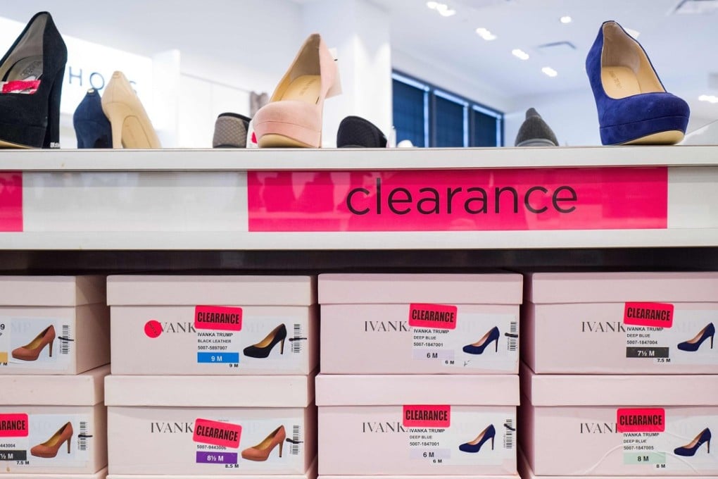 Ivanka Trump brand high heels on sale in the clearance section of a New York department store in February 2017, soon after a market research firm reported the brand’s year-on-year sales had fallen 26 per cent. Photo: AFP