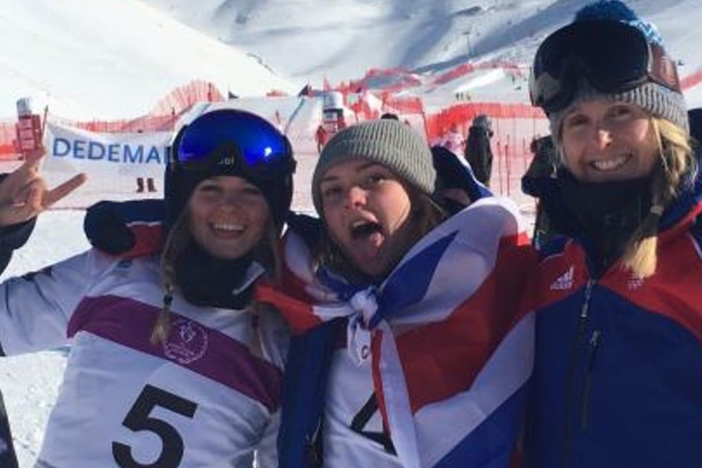 Ellie Soutter (left) poses in Turkey at the 2017 Youth Olympic Winter Festival. Photo: Team GB