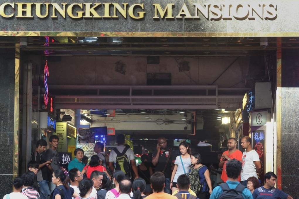The always bustling entrance to Chungking Mansions in Hong Kong’s Tsim Sha Tsui shopping and entertainment district. Picture: SCMP