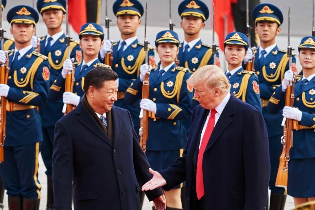 China's President Xi Jinping and US President Donald Trump outside the Great Hall of the People in Beijing. Photo: TNS