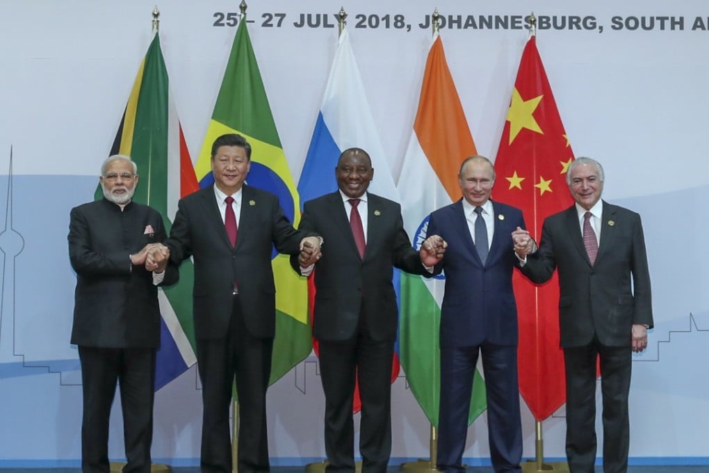 From left to right: Indian Prime Minister Narendra Modi, Chinese President Xi Jinping, South African President Cyril Ramaphosa, Russian President Vladimir Putin and Brazilian President Michel Temer at the BRICS summit. Photo: Xinhua