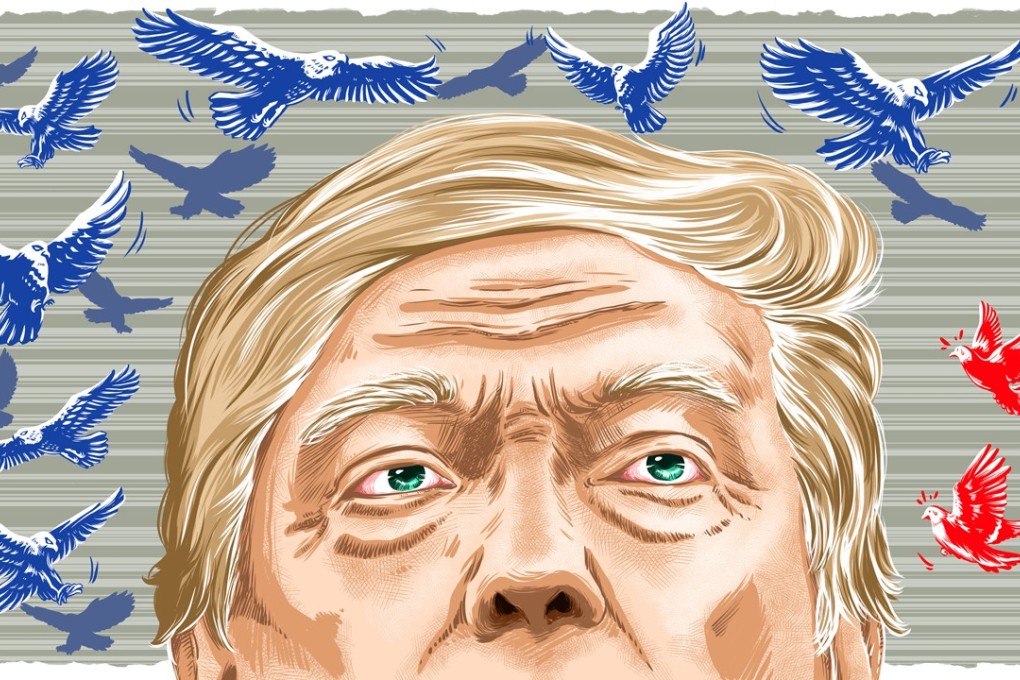 The hawks have US President Donald Trump’s ear on trade. illustration: Lau Ka-kuen
