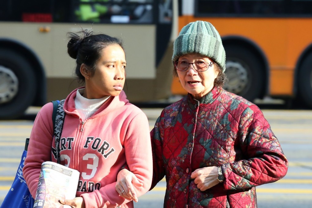 As Hong Kong’s population ages, the reliance on domestic workers to care for the elderly will increase. Photo: Nora Tam