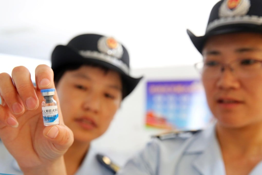 Food and Drug Administration officials check vaccines for rabies at the Disease Control and Prevention Centre in Huaibei in China’s eastern Anhui province. Photo: AFP