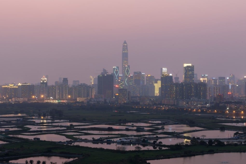 The Ping An Finance Centre rises above other buildings in Shenzhen, as seen from the Hong Kong side of the Hong Kong-China border on 24 March 2018. The building, located in the central business district of Shenzhen, is 599.1 meters tall, making it the fourth-tallest completed building in the world. Photo: EPA-EFE