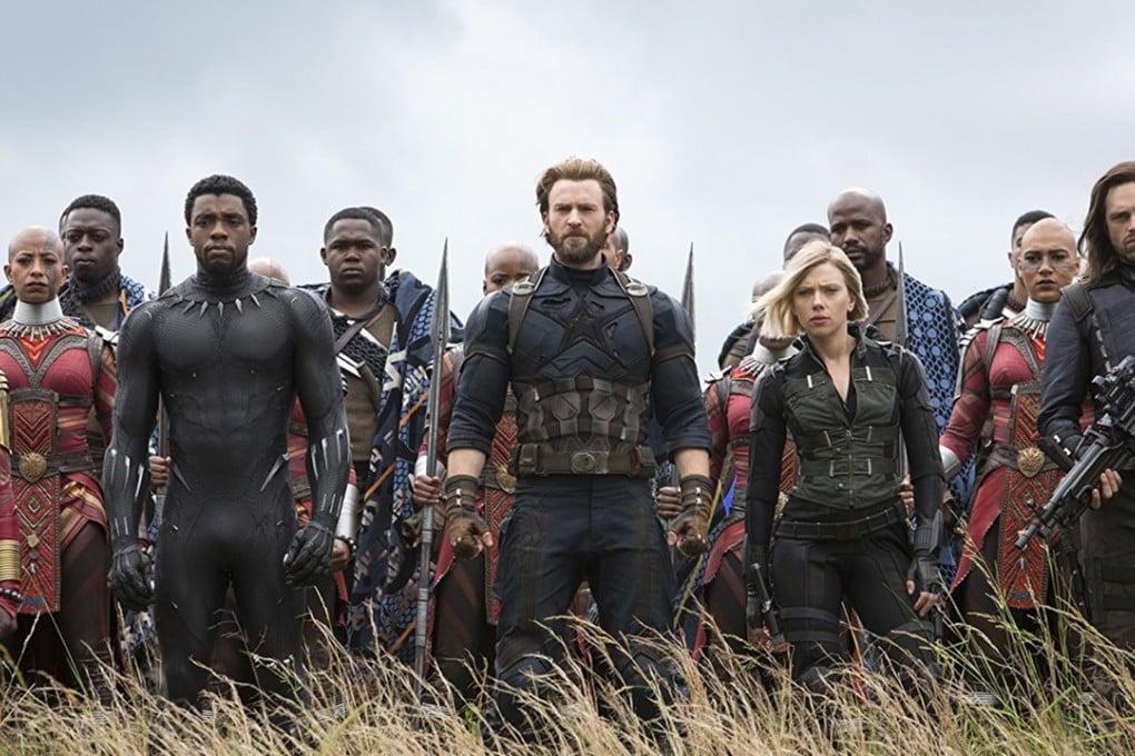 Chris Evans, Scarlett Johansson, Chadwick Boseman, Sebastian Stan, Danai Gurira, Marie Mouroum, and Winston Duke in Avengers: Infinity War. How about they take on the X-Men next? Photo: Marvel Studios