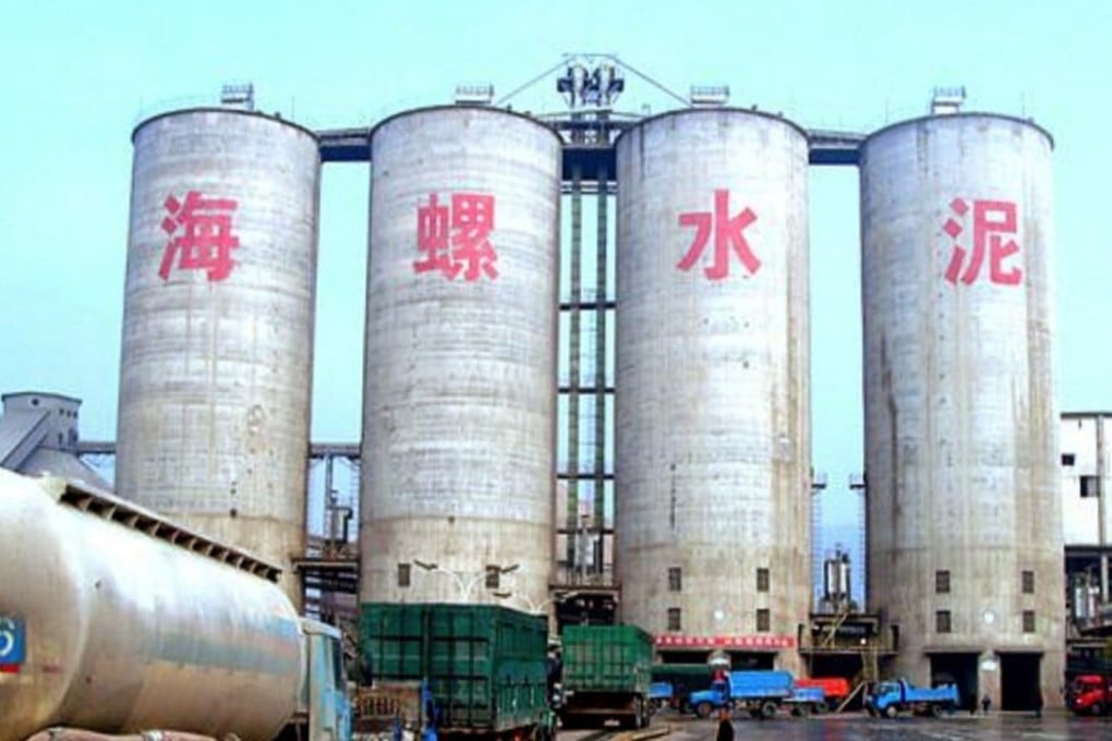 An Anhui Conch Cement factory. The company’s shares gained along with other cement makers on hopes of increased demand. Photo: Xinhua