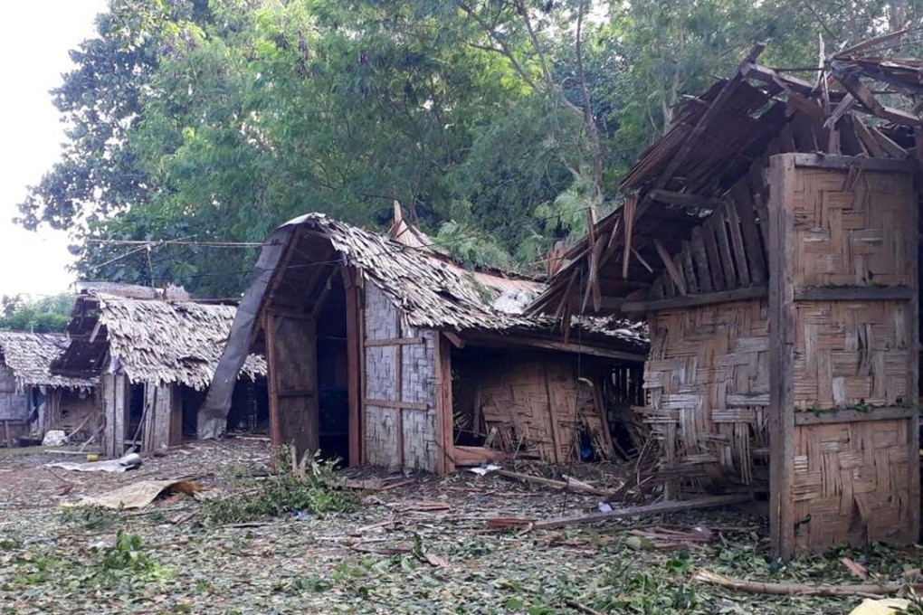 Damaged homes after a bomb exploded in a van in Lamitan, Basilan province, southern Philippines on Tuesday, July 31, 2018. Photo: AP