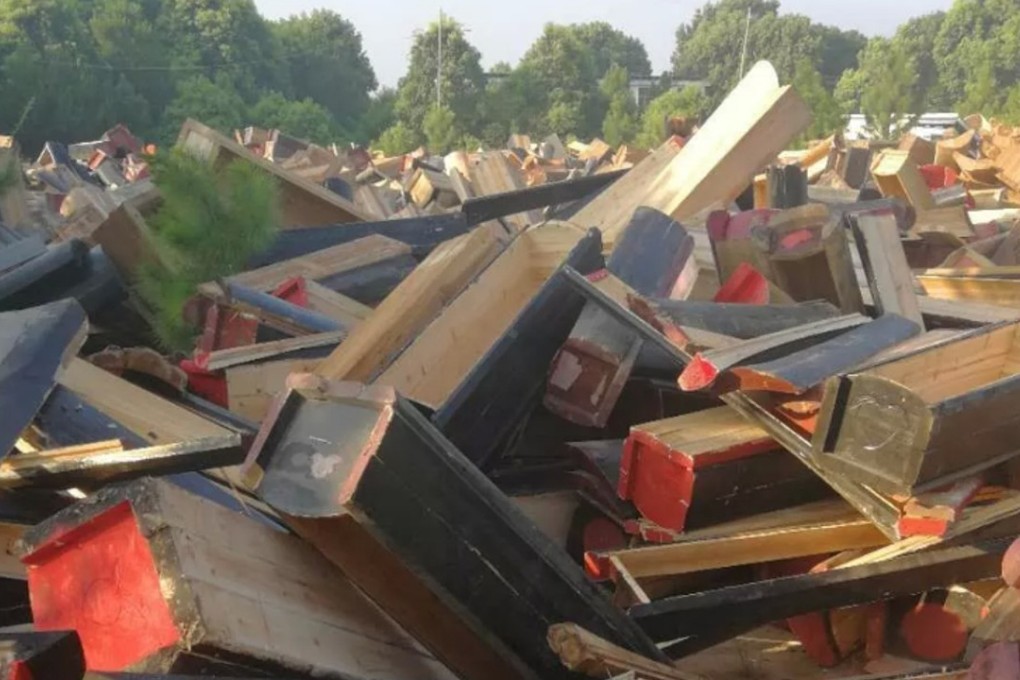 Authorities in southeast China’s Jiangxi have been seizing and destroying coffins as part of a campaign to become a cremation only province. Photo: Handout
