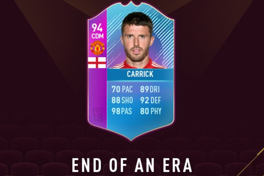 Carrick joins an exclusive list of legendary footballers who received an 'end of an era' card. Photo: Reddit