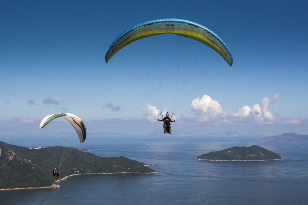 Paragliders at Pak Kung Au in Tung Chung. Photo: SCMP / May Tse
