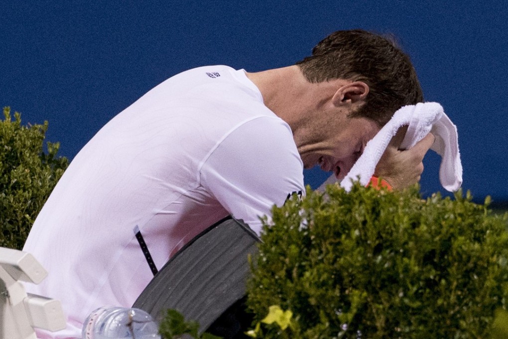 Andy Murray becomes emotional after defeating Marius Copil, of Romania, at the Citi Open. Photo: AP