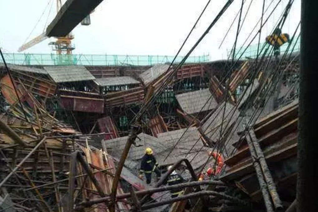 Six people died after the collapse at a construction site on Anhui province. Photo: SCMP