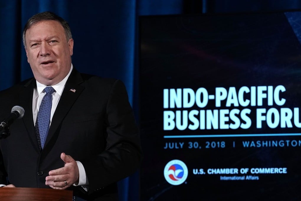 US Secretary of State Mike Pompeo at the Indo-Pacific Business Forum in Washington. Photo: AFP