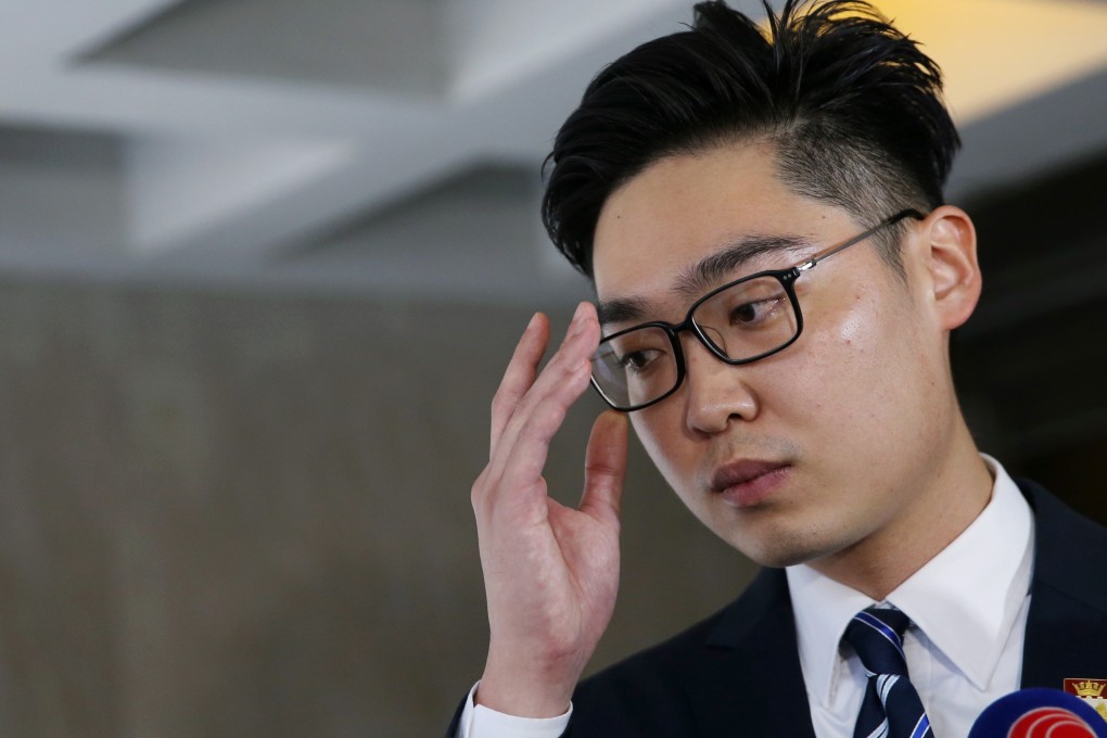 Suddenly, Hong Kong National Party chief Andy Chan Ho-tin, who has mostly disappeared from media view, is treated like a celebrity – quite literally. Photo: Sam Tsang