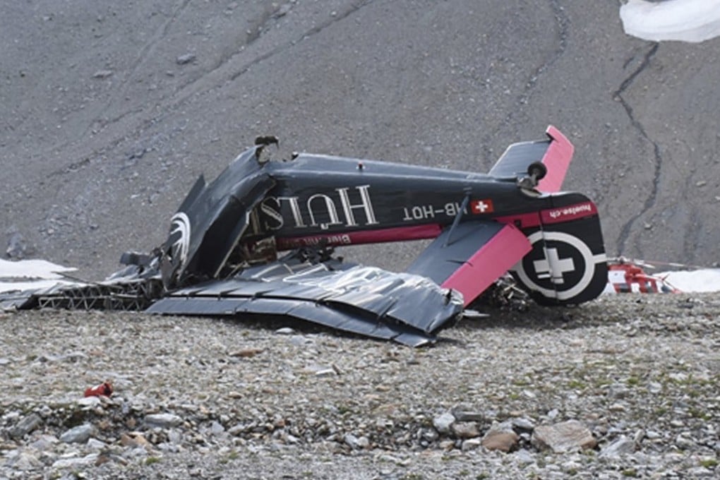 The wreckage of the old-time propeller plane. Photo: AP