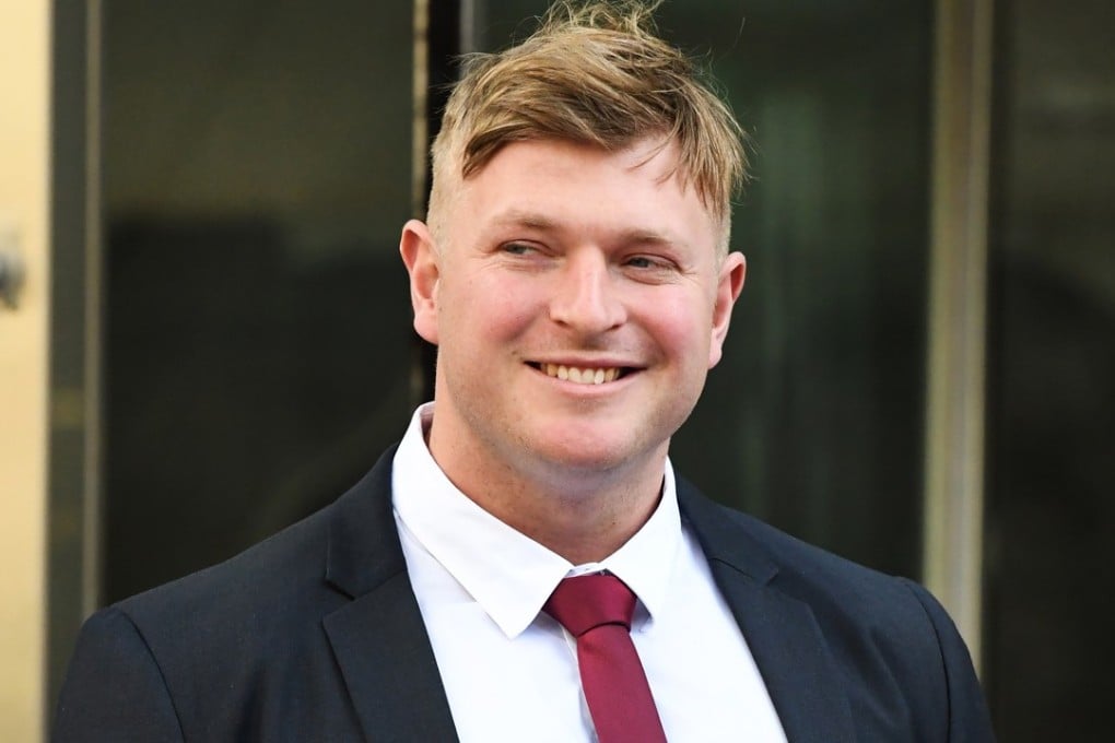Far-right nationalist Blair Cottrell outside the County Court of Victoria in Melbourne, Australia. Photo: EPA