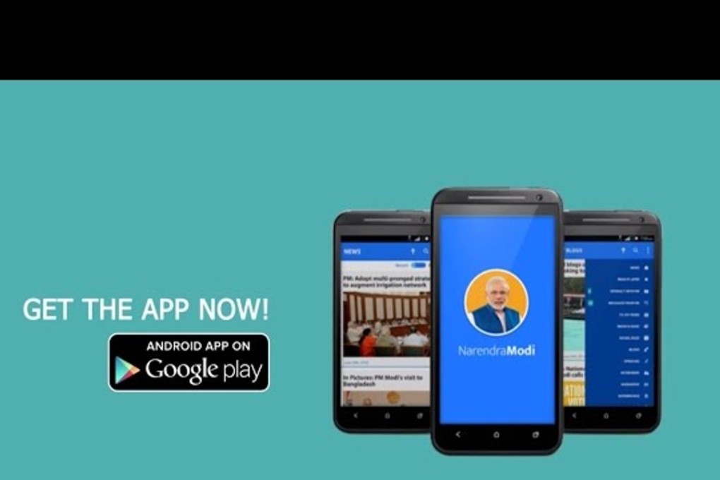 The official app of India PM Narendra Modi available for Android phones. Allegations that Indian Prime Minister Narendra Modi's official smartphone app is shipping Indians' personal data to servers abroad morphed into a political scandal in a country where privacy rules are weak and the data mining runs rampant. Photo: SCMP