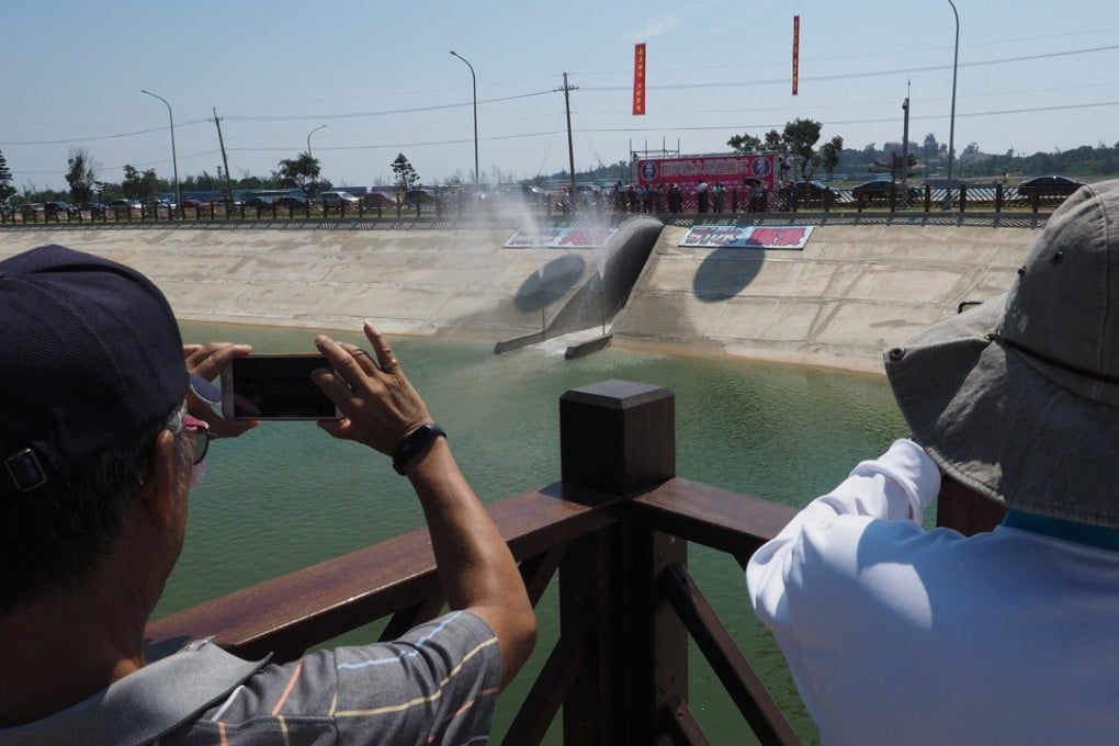 Water is released into the Tianbu Reservoir on Quemoy island on Sunday as the mainland supply begins. Photo: EPA-EFE