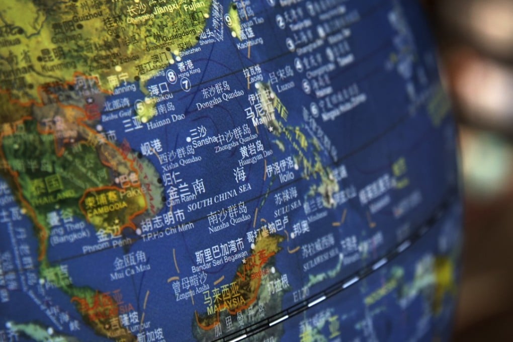 A globe shows the South China Sea. Photo: AP