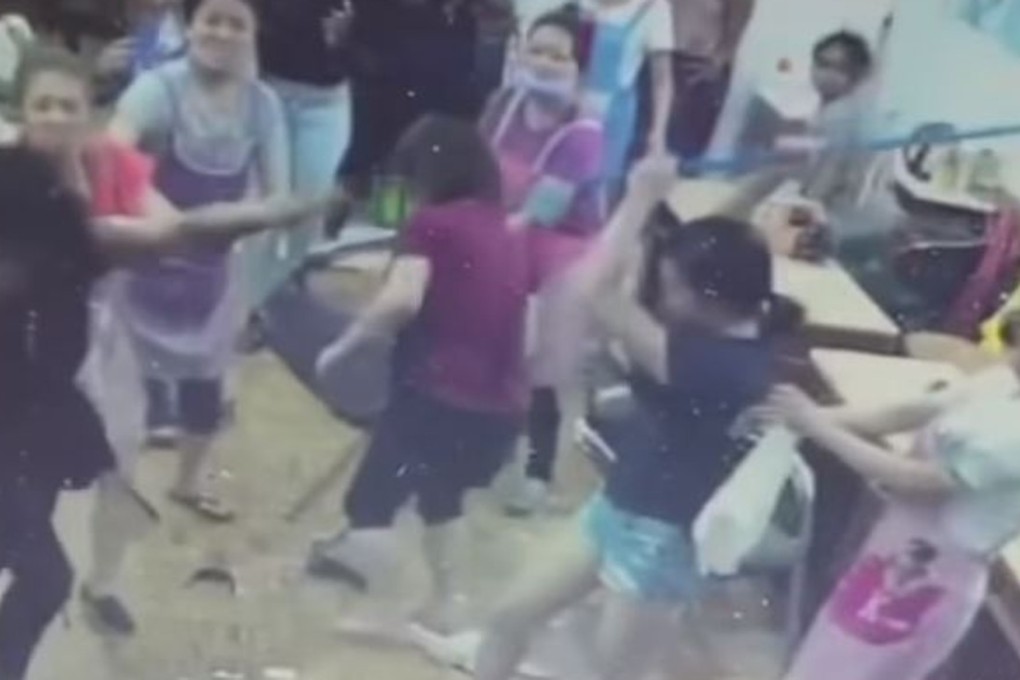 The fight between the salon's Asian workers and black customers erupted over a reported botched eyebrow wax. Photo: YouTube