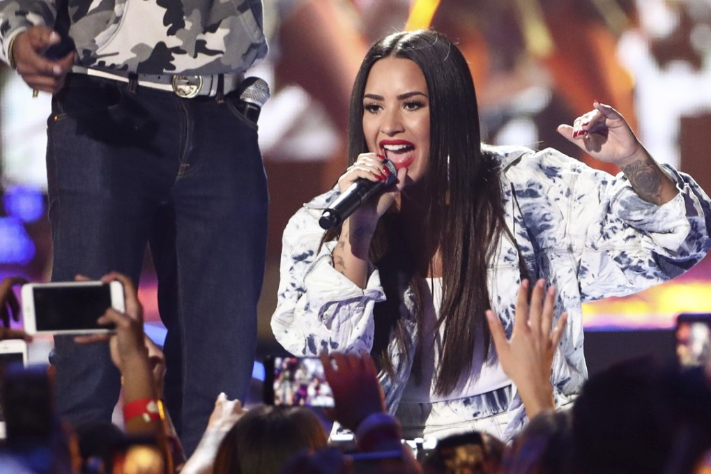 Demi Lovato in 2017. Lovato’s song Sober, her relapse, re-entered the Billboard chart a week after she was hospitalised for a reported overdose in July. Photo: AP