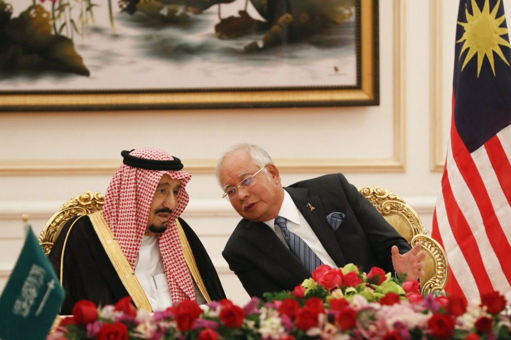 Saudi King Salman with Malaysian prime minister at the time Najib Razak in Putrajaya, Malaysia in February 2017. Photo: AP