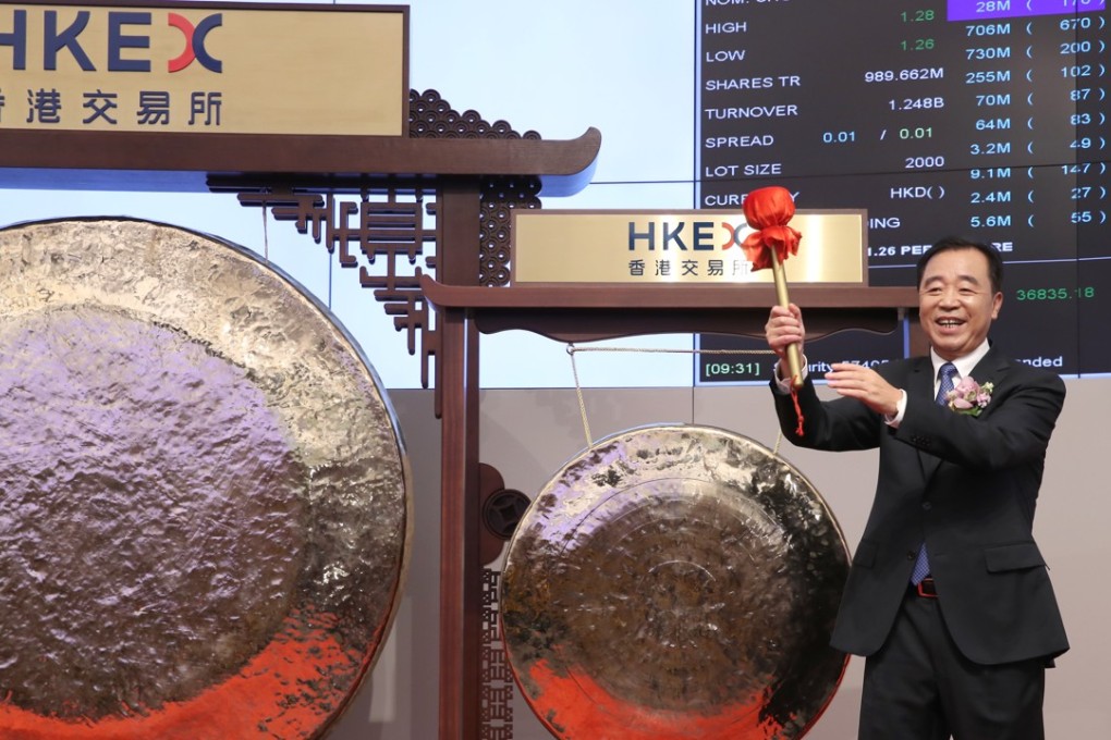Tong Jilu, chairman, China Tower, at the company’s listing ceremony in Hong Kong on August 8. Photo: Edward Wong