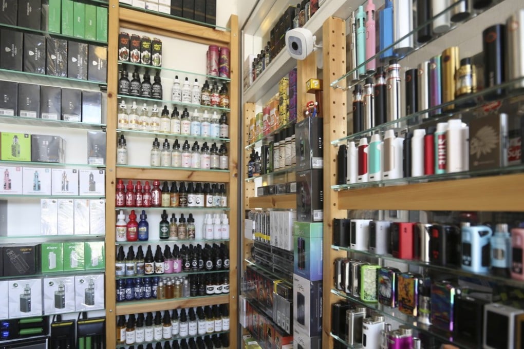 Vaping accessories on display in a Hong Kong shop in July 2017. A belief that e-cigaretters are safer can make them more attractive to teenagers and young adults. Photo: Xiaomei Chen