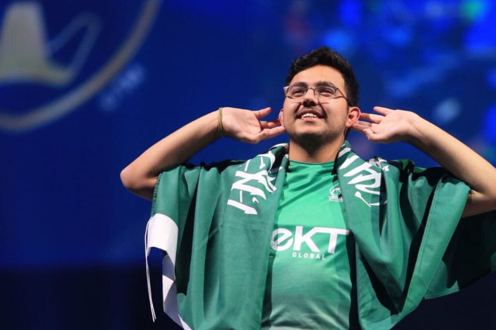 Saudi Arabia’s Mosaad ‘MSDossary’ Aldossary celebrates his victory in the Fifa eWorld Cup final in London.