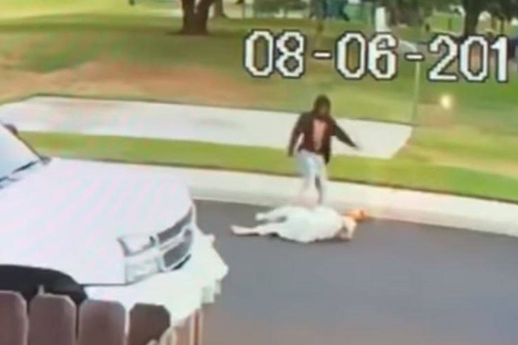 Sahib Singh, 71, is stomped upon by an assailant in a brutal attack in Manteca, California, on Monday. Photo: YouTube