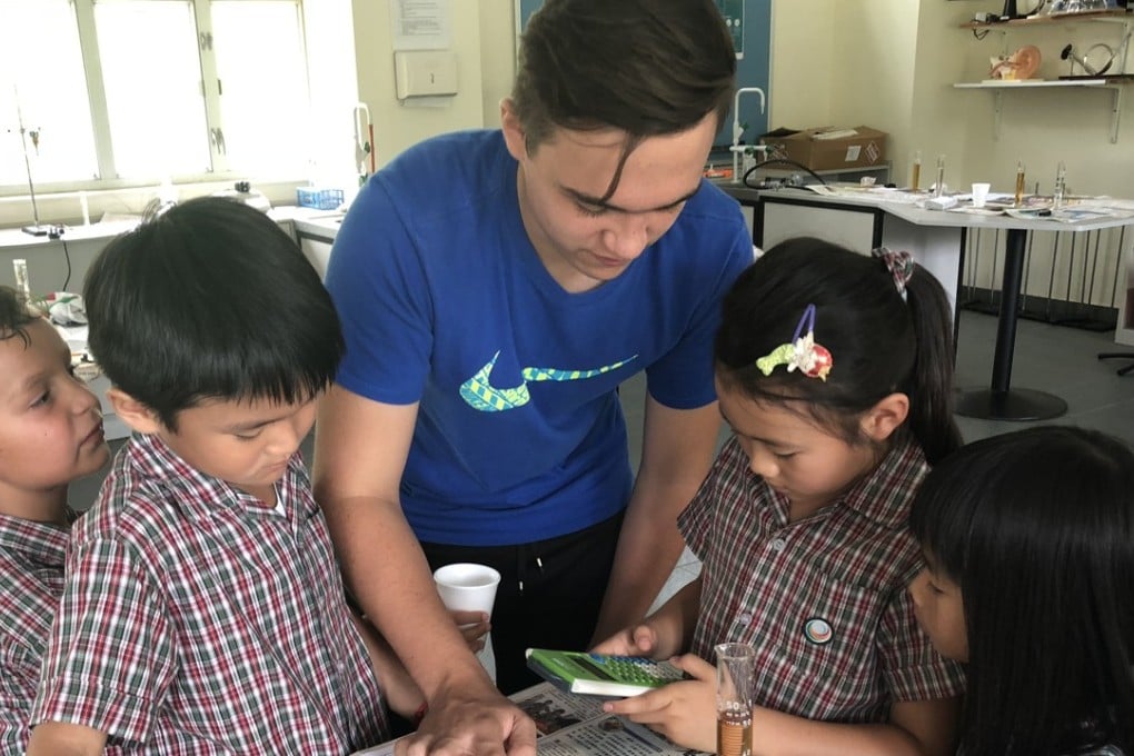Primary school pupils being taught by a student from International College Hong Kong. Photo: Handout