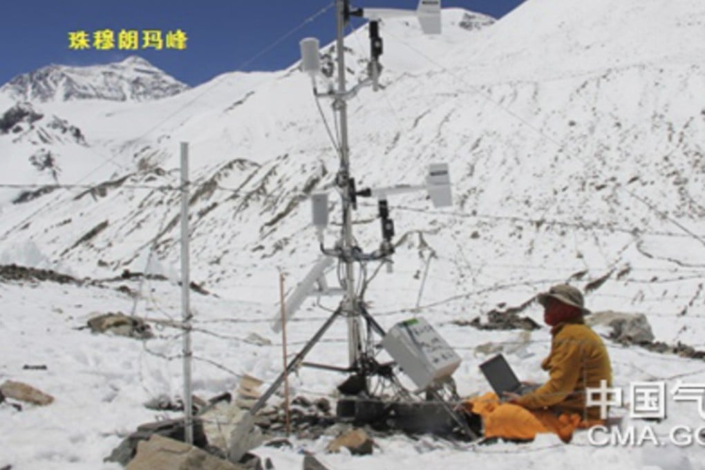 A Chinese weather monitoring station on Mount Everest. Photo: China Meteorological Administration
