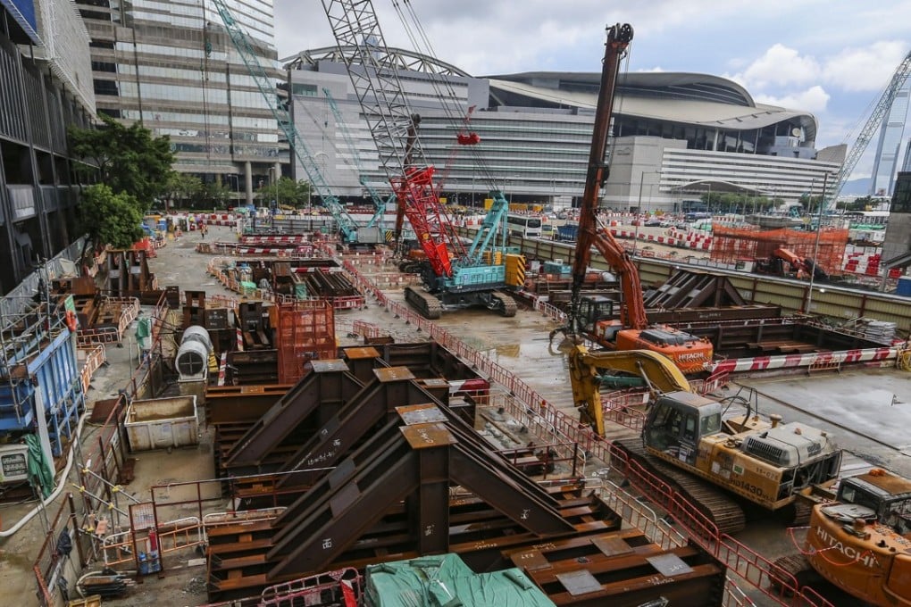 Angular distortion has been found in pipes around the Exhibition Centre station site a day after the rail giant was forced to suspend all excavation work at the stop on the beleaguered Sha Tin-Central Link. Photo: Dickson Lee