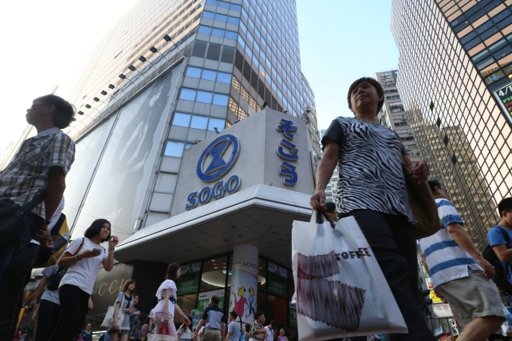 Sales at Sogo’s Causeway Bay department store jumped 20.1 per cent in the first half. Photo: SCMP