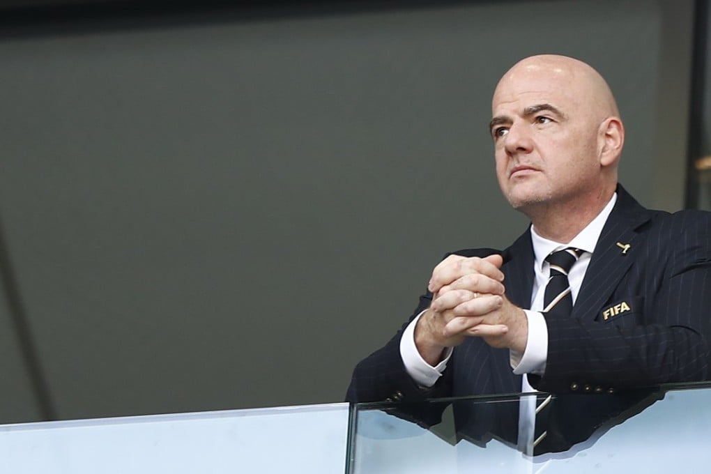 Fifa president Gianni Infantino attends the group G match between Belgium and Tunisia at the 2018 World Cup. Photo: AP