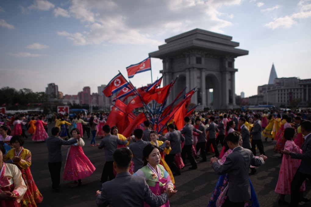 Students take part in a mass dance in Pyongyang in April during celebrations marking the anniversary of the birth of late North Korean leader Kim Il-sung. Photo: AFP