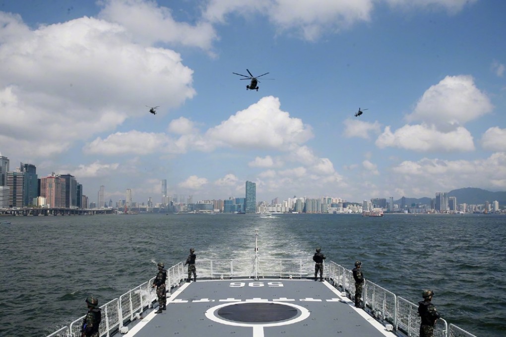 Military personnel from the Hong Kong garrison of the People’s Liberation Army take part in an anti-terror drill on Thursday. Photo: Handout