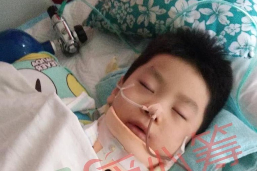 Six-year-old Lu Pengyinou was paralysed last year after a six-storey fall. His mother left home when he was a baby and his father is stuck at home with depression. His grandparents turned to crowdfunding to continue paying his hospital bills. Photo: courtesy of Yang Cuiping and Lu Bingxing