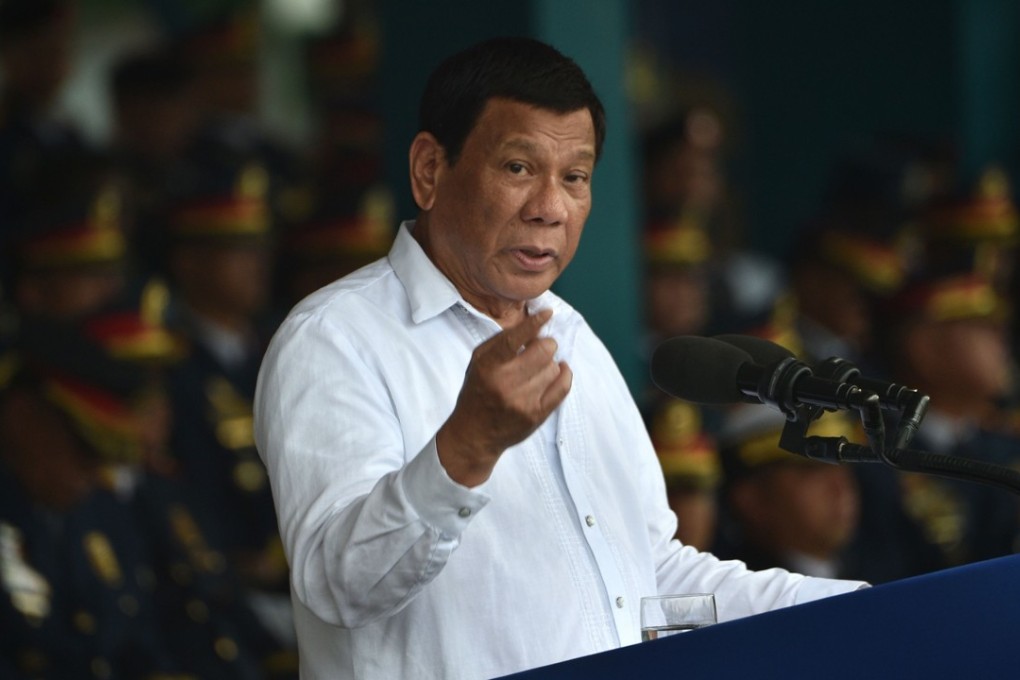 Philippine President Rodrigo Duterte delivers a speech during the 117th police anniversary celebration at the national headquarters in Manila on August 8, 2018. Photo: AFP